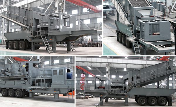 Mobile cone crushing and screening plant